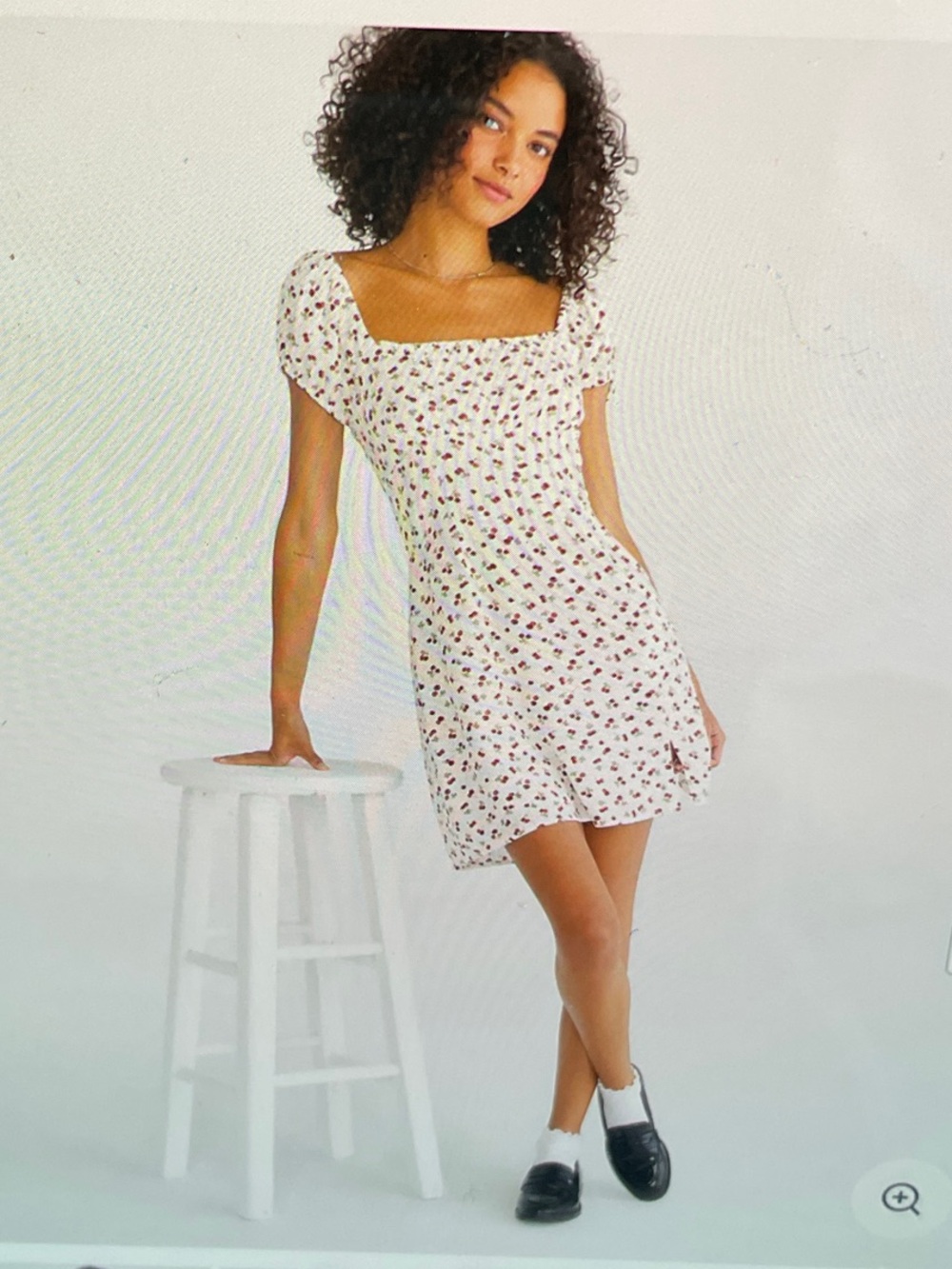 Aeropostale White Fit and Flare Mini Dress with Red Cherry Print. Size Large